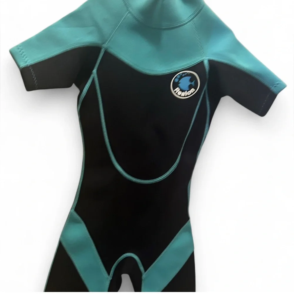 Realon Kids XS Shorty Wetsuit Blue & Black 90% Neoprene Swim Surf Water Sports